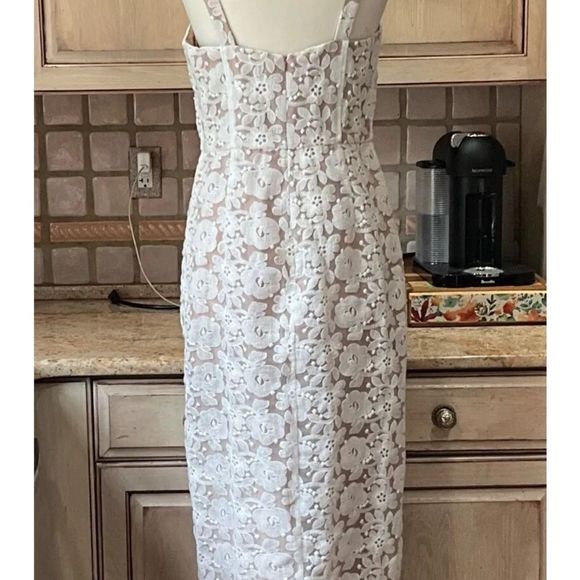 Anthropologie Hutch Slim Lace Corset Midi Maxi Dress Ivory Nude Lined - Picture 8 of 9